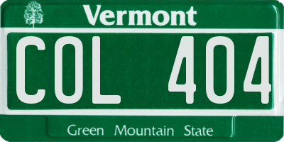 VT license plate COL404