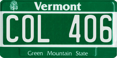 VT license plate COL406