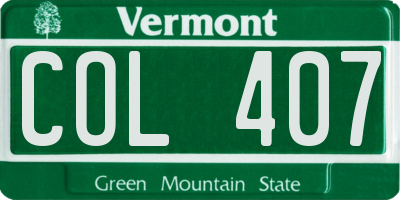 VT license plate COL407