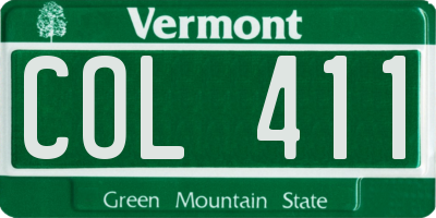VT license plate COL411
