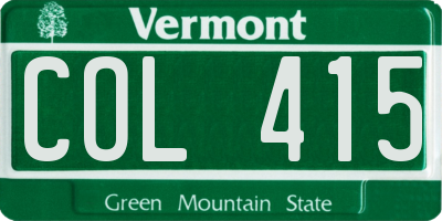 VT license plate COL415