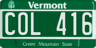 VT license plate COL416