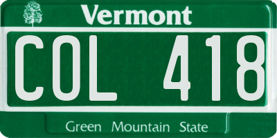 VT license plate COL418