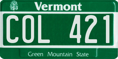 VT license plate COL421