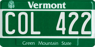 VT license plate COL422