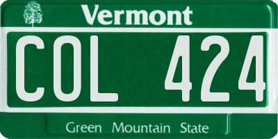 VT license plate COL424