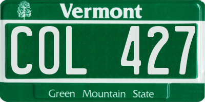 VT license plate COL427