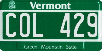 VT license plate COL429