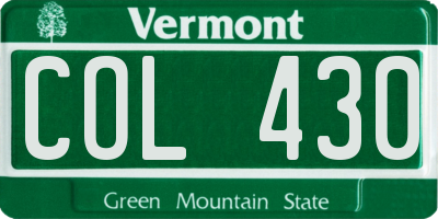 VT license plate COL430