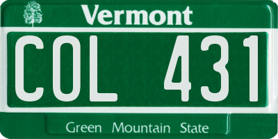 VT license plate COL431
