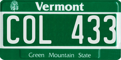 VT license plate COL433