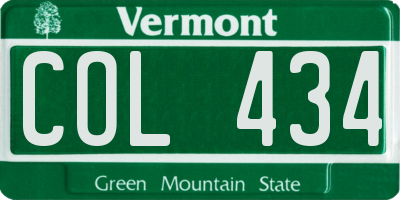 VT license plate COL434