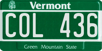 VT license plate COL436