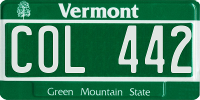 VT license plate COL442