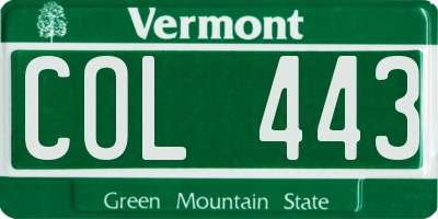 VT license plate COL443