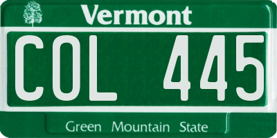 VT license plate COL445