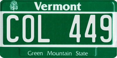 VT license plate COL449