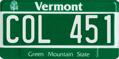VT license plate COL451