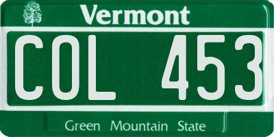 VT license plate COL453