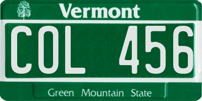 VT license plate COL456
