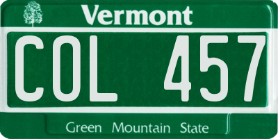 VT license plate COL457