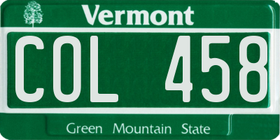 VT license plate COL458