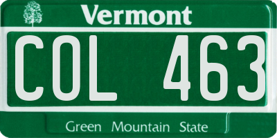 VT license plate COL463