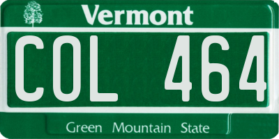 VT license plate COL464