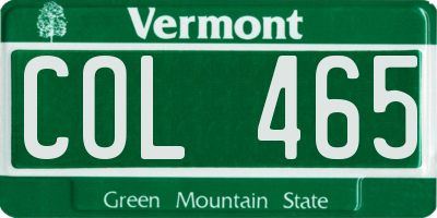 VT license plate COL465