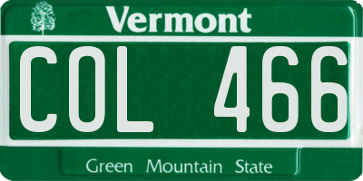VT license plate COL466