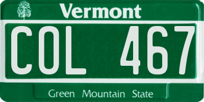 VT license plate COL467