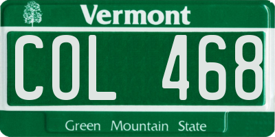 VT license plate COL468