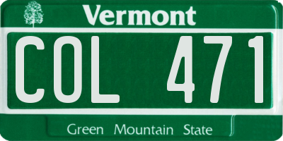 VT license plate COL471