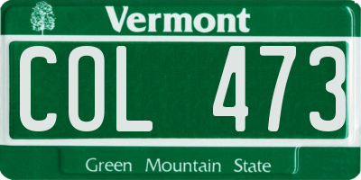 VT license plate COL473