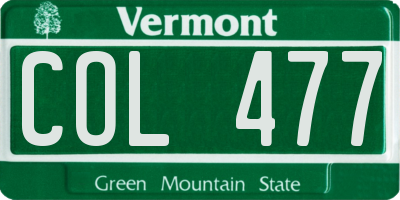 VT license plate COL477