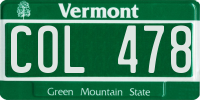 VT license plate COL478