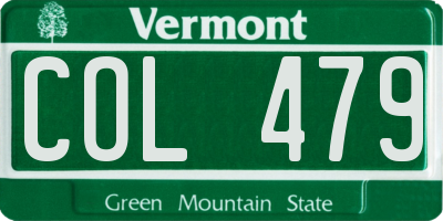 VT license plate COL479
