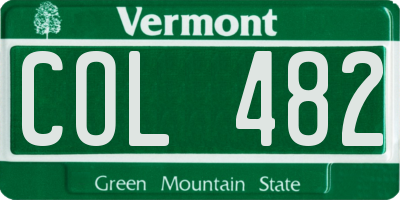 VT license plate COL482
