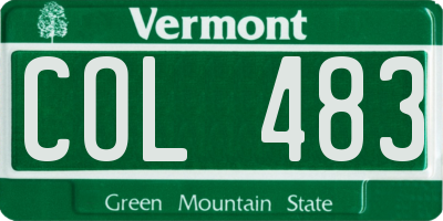 VT license plate COL483