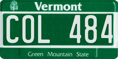 VT license plate COL484