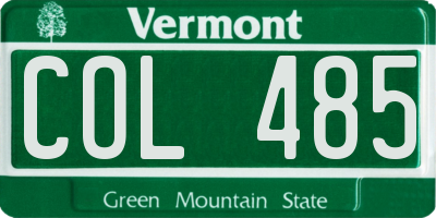 VT license plate COL485