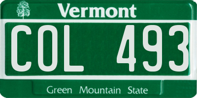 VT license plate COL493