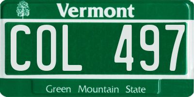 VT license plate COL497