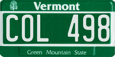 VT license plate COL498