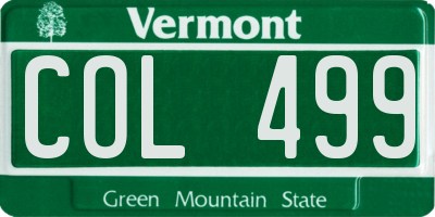 VT license plate COL499