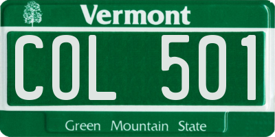 VT license plate COL501