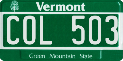 VT license plate COL503