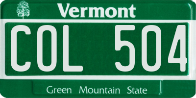 VT license plate COL504