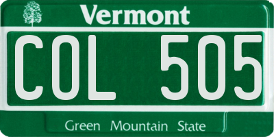 VT license plate COL505