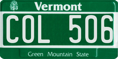 VT license plate COL506